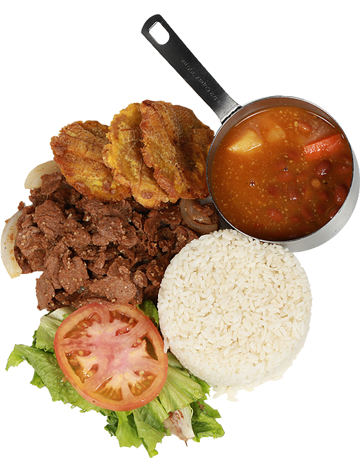 La Mixta - Bistec encebollado with rice and beans