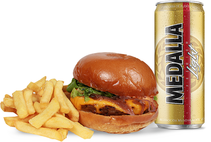 100% HP plant-based food platter with Medalla beer